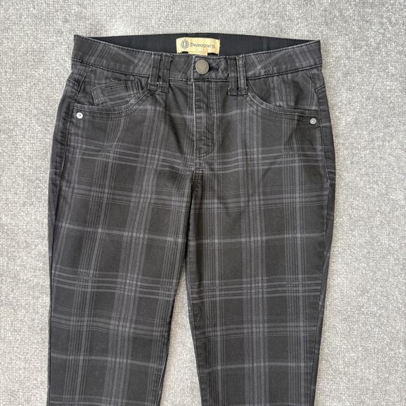 Democracy Pants Womens 4 Black Gray Plaid Ankle Skinny Stretch Modern Ab Tech - Picture 2 of 11